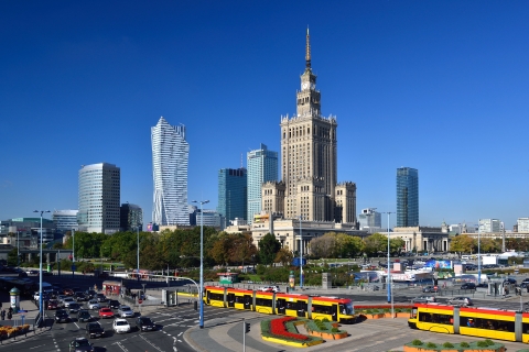 Dag en nacht privé panoramische auto- en wandeltocht door Warschau