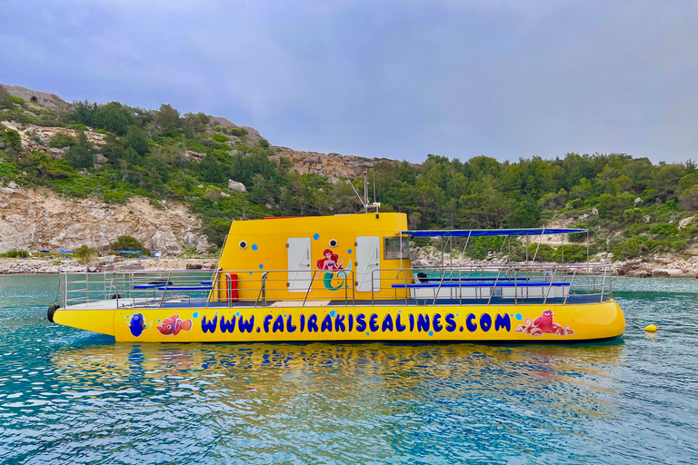 Faliraki: Crociera nella baia di Anthony Quinn e nelle grotte con drinkRodi: Crociera a nuoto nel sottomarino giallo con bevande