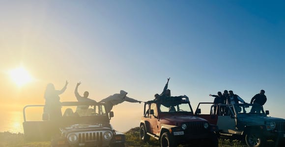 From Fira: Santorini Wrangler Jeep Convoy Tour & Villages