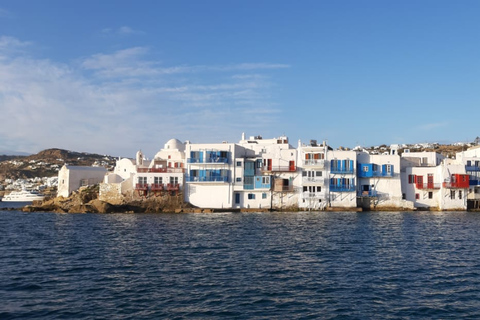 Mykonos : Visite privée de Rhenia en bateau avec déjeuner et boissonsVisite privée