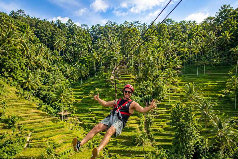 Ubud: Zipline Adventure Above Rice Terraces with Tour Guide Car Round Transfer No Ticket