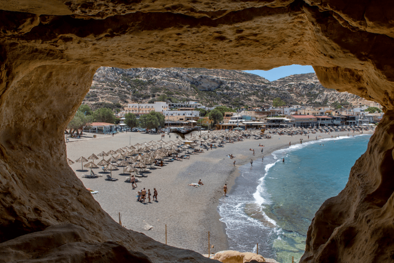 Heraklion: Viagem de 1 dia para Matala Beach, Hippie Caves e GortynServiço de busca em Heraklion, Amoudara e Kokini Hani