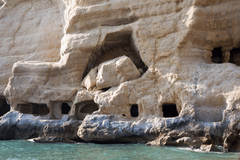 Heraklion: Viagem de 1 dia para Matala Beach, Hippie Caves e GortynServiço de busca em Heraklion, Amoudara e Kokini Hani