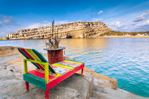 Von Heraklion aus: Geführter Tagesausflug zum Matala-Strand und zu den Hippie-Höhlen