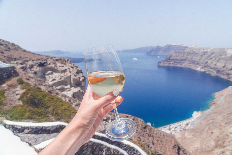 Santorini: Tour guidato del vino con prelievo e snackTour di gruppo