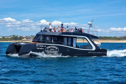 Grottes et littoral de Benagil, croisière en catamaranAlbufeira: croisière sur la côte de l'Algarve et les grottes de Benagil