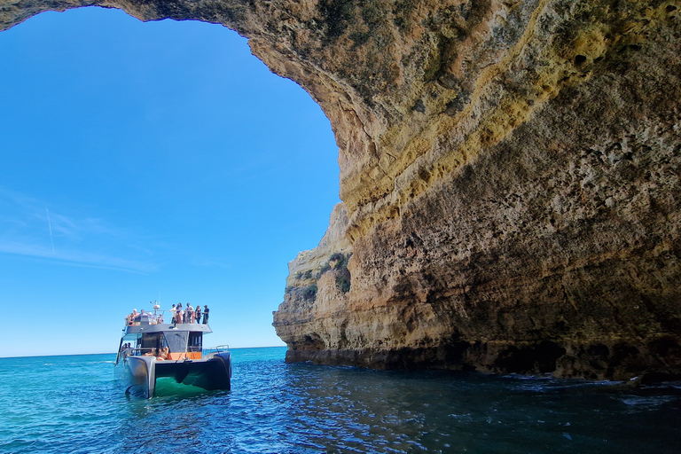 Grottes et littoral de Benagil, croisière en catamaranAlbufeira: croisière sur la côte de l'Algarve et les grottes de Benagil