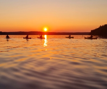 Stoccolma: Tour in kayak al tramonto sul lago Mälaren con tè e torta