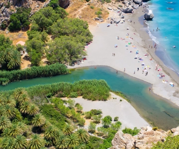 Heraklion: Paseo en barco por la playa de Preveli y tour por la ciudad de Rethymno