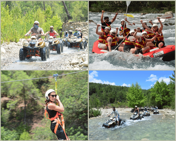 From Antalya, Belek, Side : River Rafting, Zipline, Atv Tour