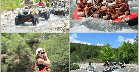 From Antalya, Belek, Side : River Rafting, Zipline, Atv Tour