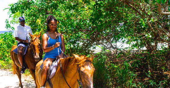 From Falmouth: Horseback Ride n Swim with Green Grotto Caves