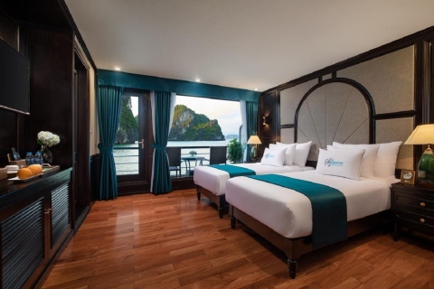 Baie d'Halong : croisière de luxe de 2 jours avec balcon privé et grotteCroisière de luxe de 2 jours dans la baie d'Halong avec balcon privé