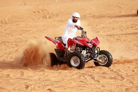 Dubai: Rote Dünen Abend-Quadbike, Dünensprengung mit BBQRote Dünen Wüstensafari Quad Bike und Privatzelt