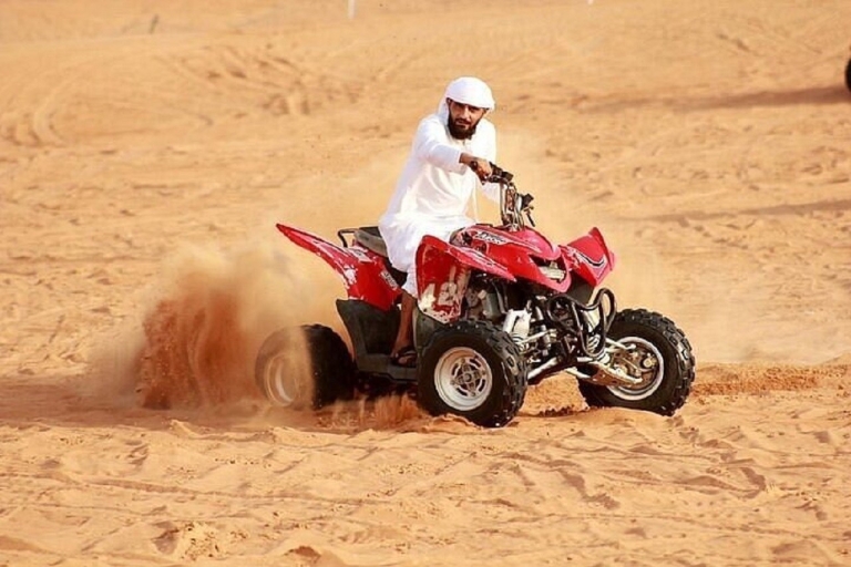 Dubai: Rote Dünen Abend-Quadbike, Dünensprengung mit BBQExklusive private Rote Dünen Wüstensafari Quad Bike