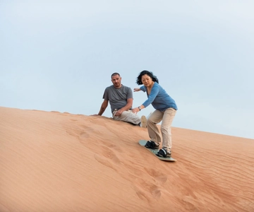 From Taghazout: Tamri Dunes Sandboarding with Sunset Dinner