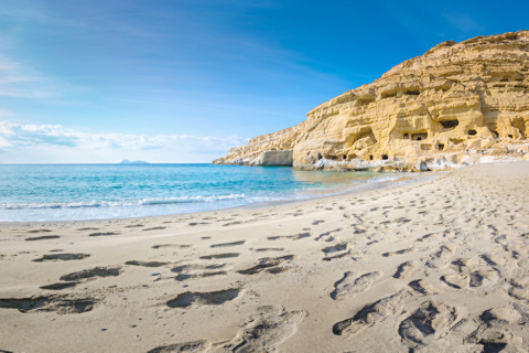 Da Heraklion: Escursione di un giorno alla spiaggia e alle grotte Hippie di MatalaPrelievo da Malia, Stalis, Hersonisos, Analipsi e Gouves