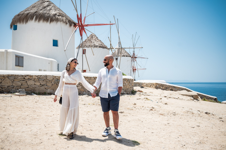 Mykonos: sesión de fotos con un fotógrafo de vacaciones privado1 hora + 30 fotos en 1-2 ubicaciones