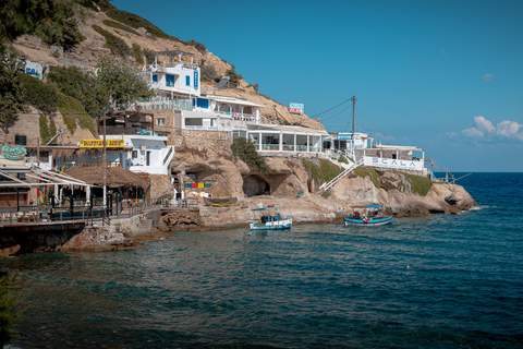 From Heraklion: Day Trip to Matala Hippie Beach and Caves Pickup from Sissi