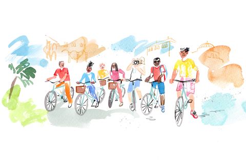 O passeio de bicicleta de Milão