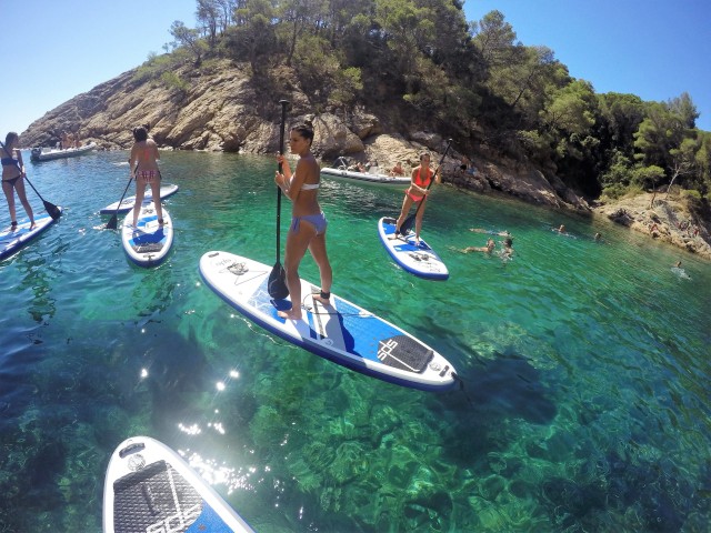 Visit Tossa de Mar Paddle Surfing and Cave Tour in Platja d'Aro