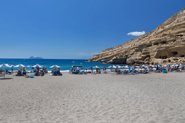 Heraklion: Viagem de 1 dia para Matala Beach, Hippie Caves e GortynServiço de busca em Heraklion, Amoudara e Kokini Hani