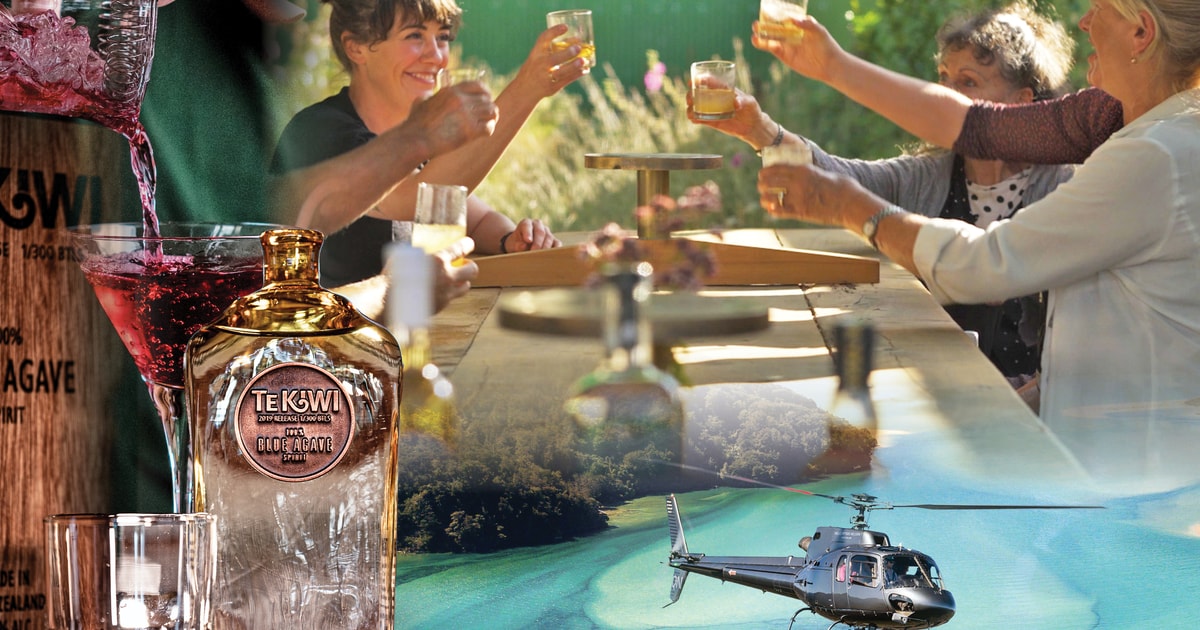 Desde Nelson paseo en helicóptero a la granja de tequila Golden Bay