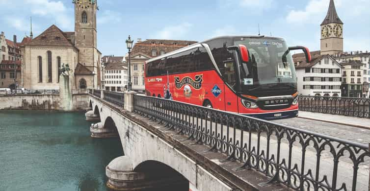 Zürich: Stadsbus tour met audiogids en rondvaart over het meer