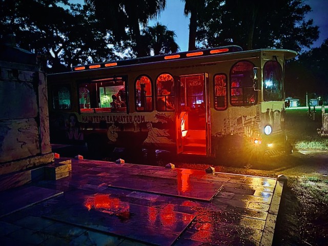Visit Clearwater Haunted History Tour on a Vintage Trolleybus in Clearwater, Florida, USA