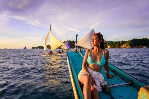 Boracay: Båtutflykt vid solnedgången med vattenaktiviteter