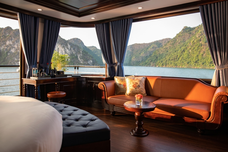 Baie d'Halong : croisière de luxe de 2 jours avec balcon privé et grotteCroisière de luxe de 2 jours dans la baie d'Halong avec balcon privé