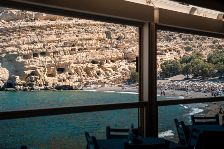 Da Heraklion: Escursione di un giorno alla spiaggia e alle grotte Hippie di MatalaPrelievo da Malia, Stalis, Hersonisos, Analipsi e Gouves