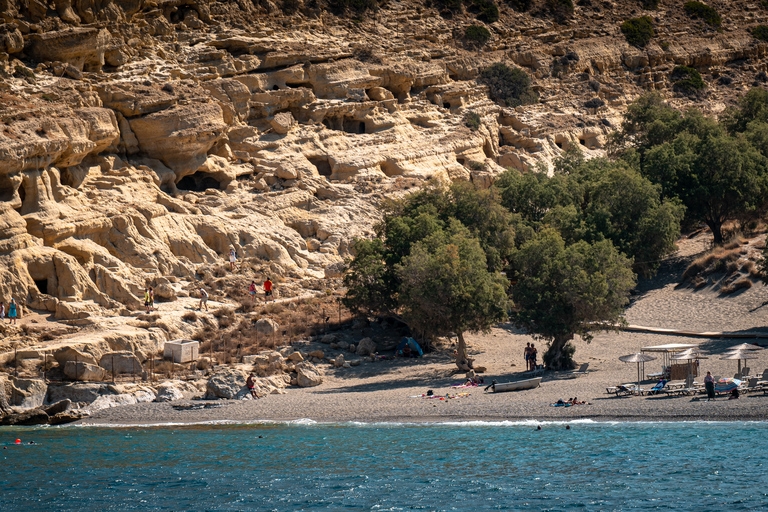 From Heraklion: Day Trip to Matala Hippie Beach and Caves Pickup from Sissi