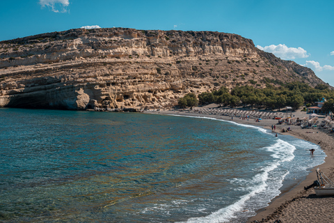 From Heraklion: Day Trip to Matala Hippie Beach and Caves Pickup from Sissi