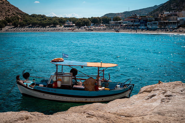 From Heraklion: Day Trip to Matala Hippie Beach and Caves Pickup from Sissi