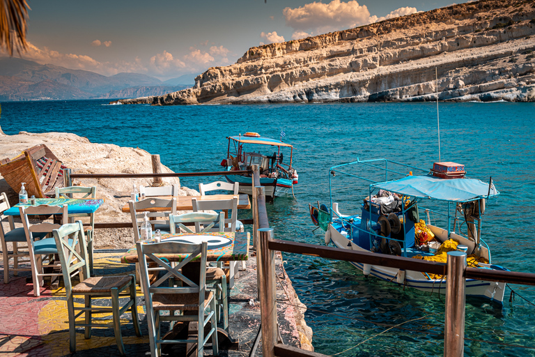 Da Heraklion: Escursione di un giorno alla spiaggia e alle grotte Hippie di MatalaPrelievo da Malia, Stalis, Hersonisos, Analipsi e Gouves