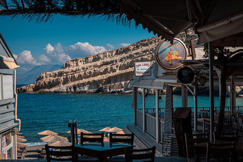 Da Heraklion: Escursione di un giorno alla spiaggia e alle grotte Hippie di MatalaPrelievo da Malia, Stalis, Hersonisos, Analipsi e Gouves