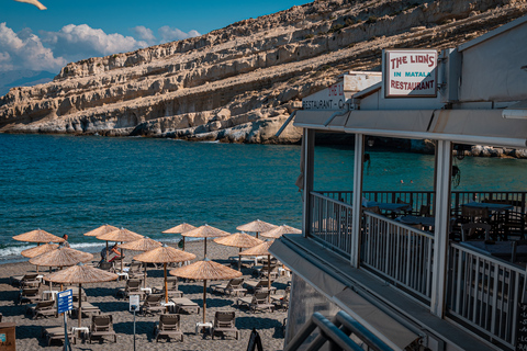 Da Heraklion: Escursione di un giorno alla spiaggia e alle grotte Hippie di MatalaPrelievo da Malia, Stalis, Hersonisos, Analipsi e Gouves