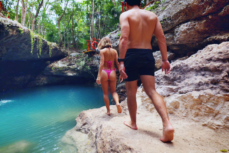 Cancún : excursion d'une journée aux cénotes avec tyrolienne et paddleCancún : aventure dans les cénotes avec tyroliennes et planches à pagaie