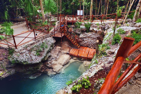 Cancún: Jednodniowa wycieczka do Cenotes z zipliningiem i paddleboardingiemCancún: Przygoda z cenotami z tyrolką i deskami wiosłowymi