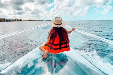 Van Cancun: Sightseeingtrip met glazen boot
