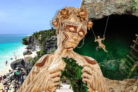 Tulum: Tour Ruinas Mayas, Estatua Ven a la luz y 4 Cenotes