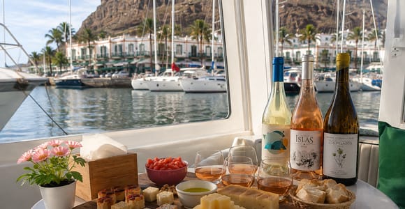 Puerto de Mogán: Boat Cruise + Dockside Wine Pairing