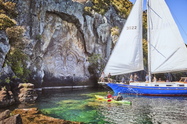 Visit Lake Taupo Sailing Trip to the Maori Rock Carvings in Taupo