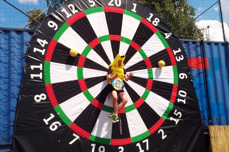 Prague: Giant Football Darts Game with Round of Beers