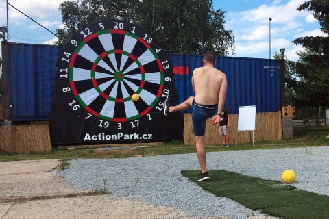 Prague: Giant Football Darts Game with Round of Beers