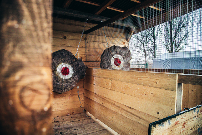 Prague: Axe Throwing Experience with Barbecue and Beer