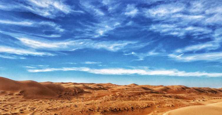 Desert Dune cliff sand landscape with clean blue sky. Minimal