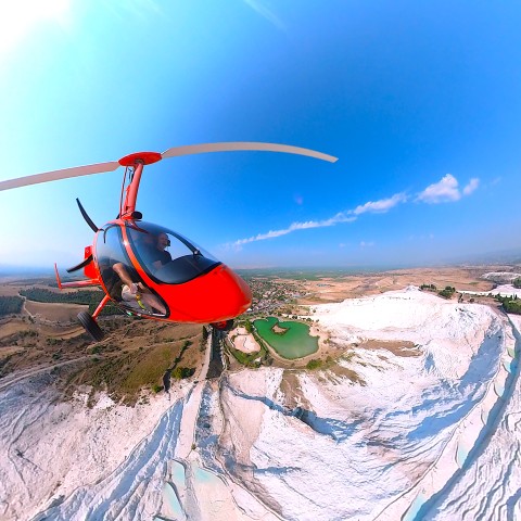 Visit Pamukkale Gyrocopter Tour Over the Travertines & Hierapolis in Pamukkale, Turkey