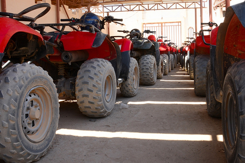 Hurghada: Safari en quad, paseo en camello y visita a un pueblo beduinoAmanecer en quad, camello y desayuno beduino